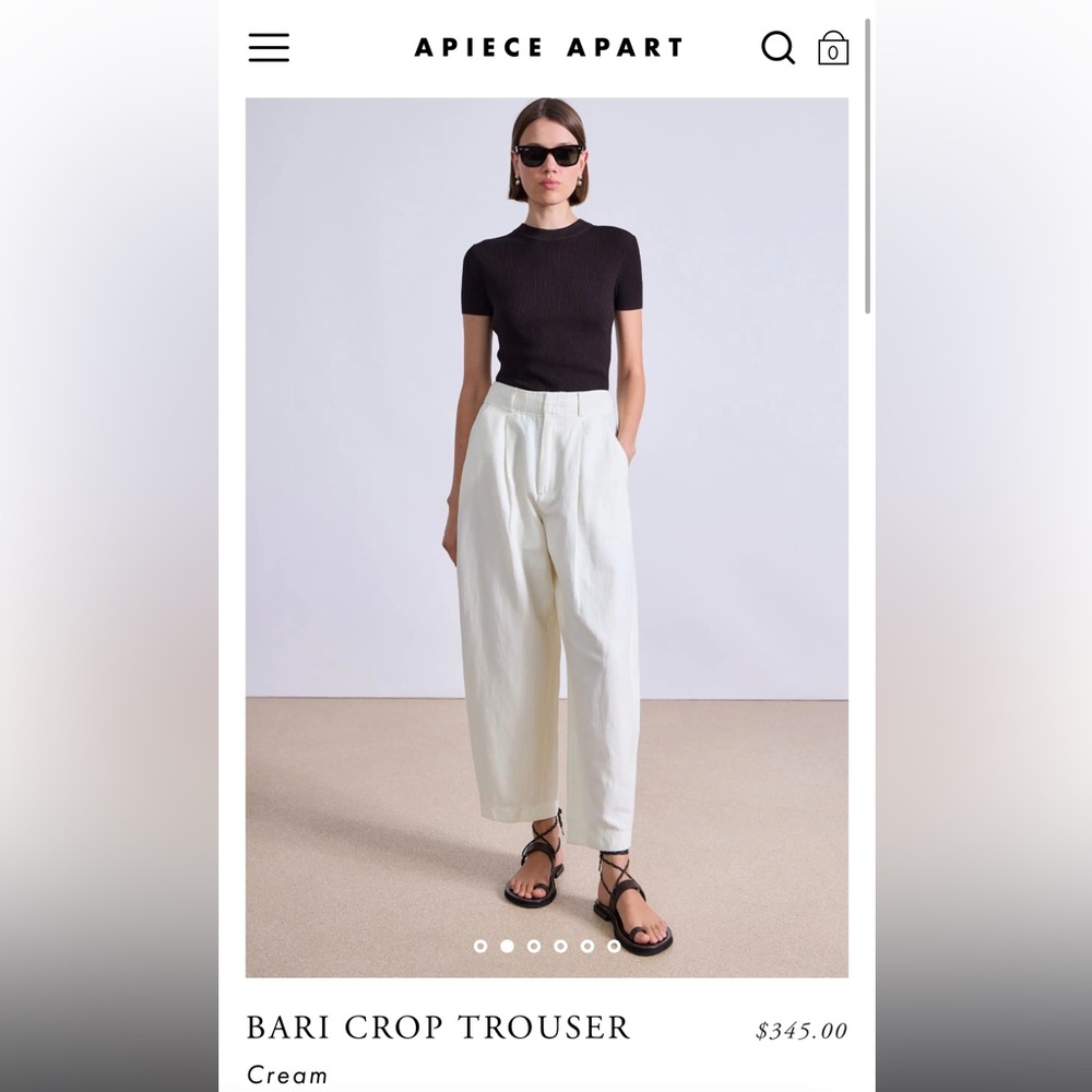Apiece Apart Cream Bari Crop Trousers - Cream / 6